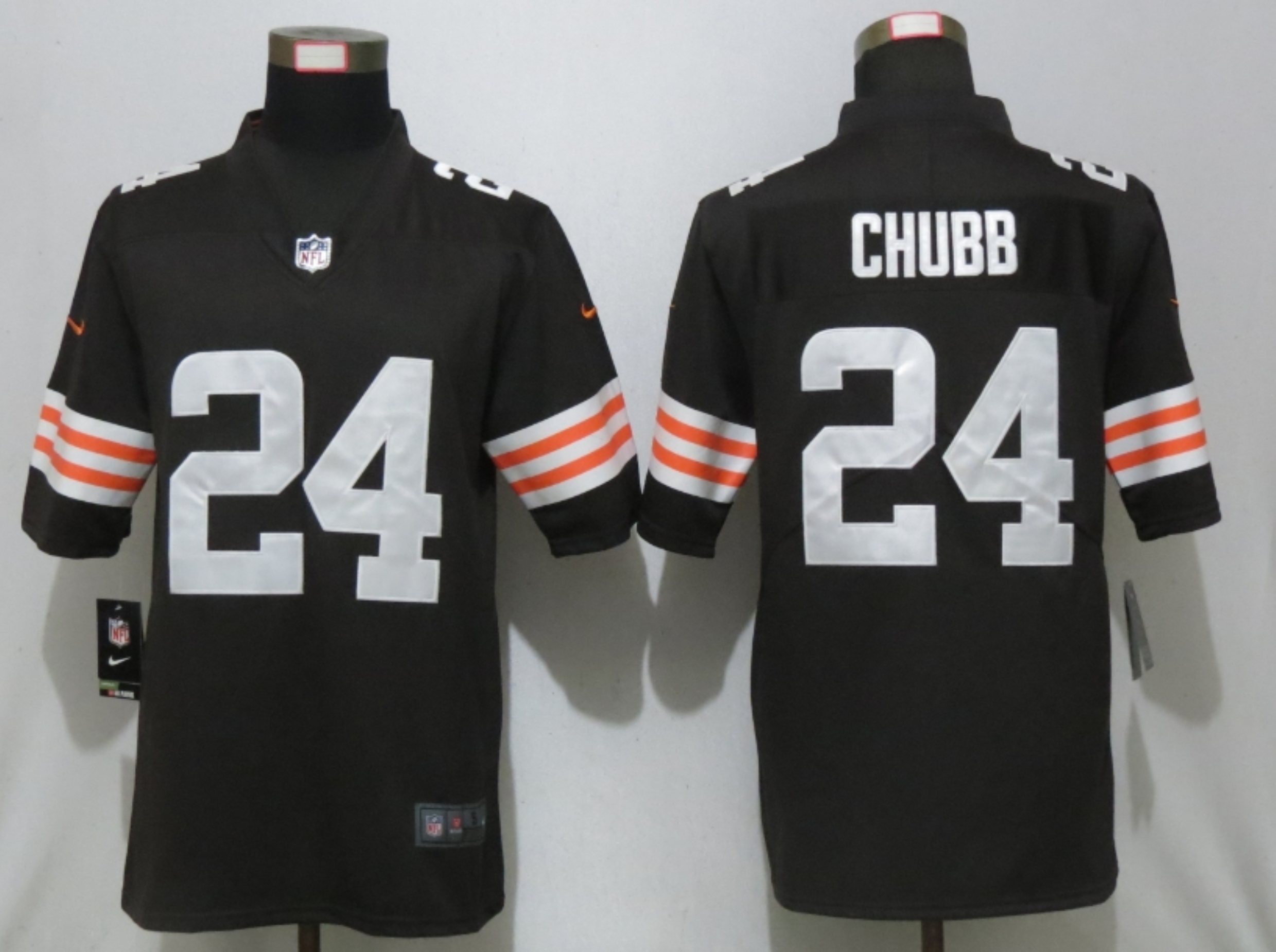 Men New Nike Cleveland Browns #24 Chubb Brown Vapor Limited Player Jersey->cleveland browns->NFL Jersey